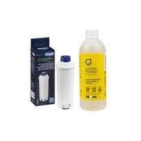 Priežiūros rinkinys DeLonghi kavos aparatams (nukalkinimo skystis + DLSC002 (5513292811) vandens filtras)