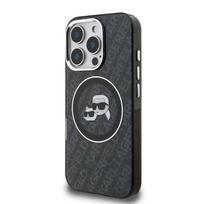 Karl Lagerfeld IML K&CH Heads Repeated Logo MagSafe dėklas Apple iPhone 16 Pro juodos spalvos
