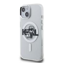 Karl Lagerfeld IML Glitter Karl and Choupette Sketch MagSafe dėklas Apple iPhone 15 skaidrus