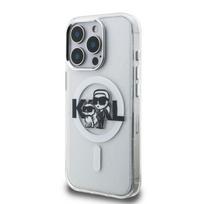 Karl Lagerfeld IML Glitter Karl and Choupette Sketch MagSafe dėklas Apple iPhone 15 Pro skaidrus