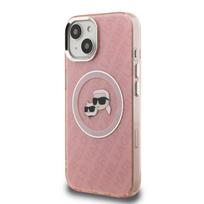 Karl Lagerfeld IML K&CH Heads Repeated Logo MagSafe dėklas Apple iPhone 15 rožinės spalvos