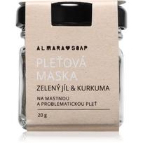 Almara Soap Face Green Clay & Turmeric valomoji veido kaukė riebiai ir probleminei odai 20 g