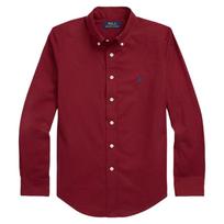 Polo Ralph Lauren Marškiniai Ss24 Vienspalviai Siuvinėtas Logotipas Ilgomis Rankovėmis Vaikų Viršutiniai Drabužiai Tamsiai Raudoni 323952199-004 M