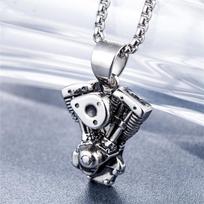 Motociklo Širdies Titano Plieno Karoliai Vyriški Retro Universalūs Hip Hop Madingi Universalūs Aksesuarai 50CM(Necklace Size) sidabras