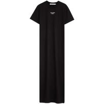Calvin Klein Casual Commuter Split Cotton Knit Round Neck Short Sleeve Dress Women dresses Space-Black ZW02584 XS