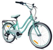 Mergaitės dviratis 20 colių su 6 greičių Shimano Tourney kasete ir Revoshift HEART BIKE rankenėle, mėtų, Mergaitės dviratis 20 colių su 6 greičių Shimano Tourney kasete ir Revoshift HEART BIKE rankenėle, mėtų