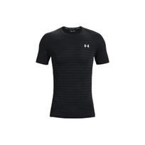 Under Armour dryžuoti trumpomis rankovėmis treniruočių marškinėliai vyrams viršutiniai drabužiai Juodi 1361133-001 S