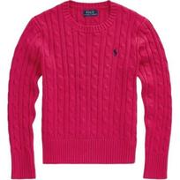 Polo Ralph Lauren Solid Color Cable Knit Logo Embroidery Crew Neck Sweater Kids sweater Pink 313901316-004 L