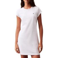 Calvin Klein Simple Comfortable Letter Print Round Neck Short Sleeve Dress Women dresses Bright-White 40WP334-110 S white