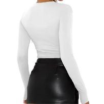 Regular Shoulder V-neck Slim-fitting Tight-fitting Long-sleeved Women's T-shirts S balta