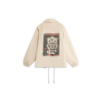 Li Ning Badfive American Vintage Letter Pattern Printed Polo Casual Jacket Men jackets Fog-Khaki AFDU631-2 M