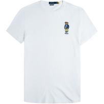 Polo Ralph Lauren SS24 Marškinėliai trumpomis rankovėmis su siuvinėtu meškiuku, apvalia apykakle, vyriški viršutiniai drabužiai, balti 710875214-002 XL