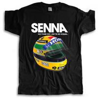 Vyriškas vasarinis medvilninis marškinėlis Ayrton Senna šalmas Tee Viršūnės Drabužiai 1 Lenktyninis automobilis Vyras Apvalus kaklas Trumpomis rankovėmis T marškinėlis Populiarus Didelis dydis S