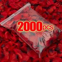 2000 vnt. Dirbtinių netikėtų raudonų rožių žiedlapių gėlės romantiškai vestuvių šventei, dovanėlėms, dekoravimui 2000Pcs raudona