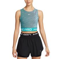 Nike Dri-Fit Pro Quick-Dry Printed Training Tank Top Women Tops Cactus-Green Smoke-Blue White HQ5684-345 L