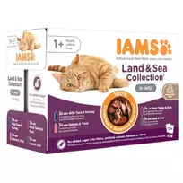 Iams Delights Cat Land & Sea Collection Jelly konservuotas pašaras katėms, rinkinys; 12x85g