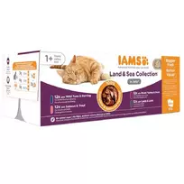 Iams Delights Cat Land & Sea Collection Jelly konservuotas pašaras katėms, rinkinys; 48x85g