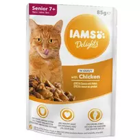Iams Delights Senior Cat Chicken Gravy konservuotas pašaras senyvoms katėms, vištiena; 85g
