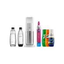 Gazuotų gėrimų gaminimo aparatas SodaStream Duo White + 2 buteliukai + sirupų rinkinys (7Up x Mirinda x Energy)