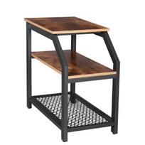 Pagalbinis staliukas, begryf, 30x59x60, 3 lygiai, tamsiai ruda spalva, metalinis rėmas, loft stilius