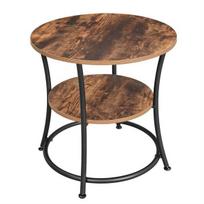 Apvalus kavos staliukas, BEGRYF 56x56x55, tamsiai rudas, su lentyna, metalinis rėmas, loft stilius