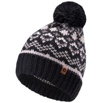 Žieminė unisex kepurė Hi-Tec Amir su bumbulu, šilta beanie, juoda/ rastas