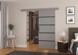 Stumdomos durys MUSCHU 86, 86 x 205 cm, pilka/juoda