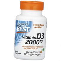 Vitamin D3, Vitamin D3 2000 Veg, Doctor's Best  180 veg. softgels (36327075) 180vsoftgels