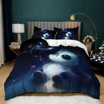Black and White Duvet Cover, Panda Decor Printed Bedding Set for Kids Boys Girls, Comforter Cover with Pillowcases Queen Size Eu Twin 135x200cm