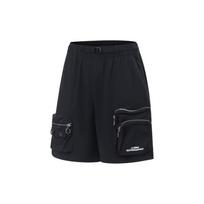 Li Ning Golden Era Solid Color Loose Casual Cargo Shorts Men Shorts Black AKST065-1 S