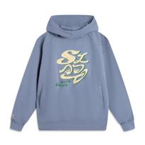 Li Ning Basketball Series Anti-Five Series Lettered Hooded Comfortable Breathable Versatile Loose Sweatshirt Men sweatshirt Breezy-Blue AWDUF81-3 S