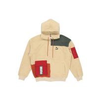 Puma Retro Block Sherpa Full-Zip Hooded Jacket Men Outerwear Khaki 530711-12 M