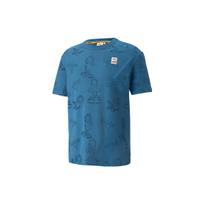Puma X Garfield Co-Branded Sports Life Series Full Print Garfield Cat Short Sleeve T-Shirt Men Tops Blue 534434-48 XS gray