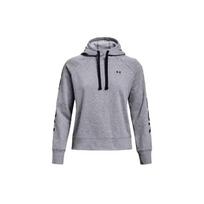 Under Armour Logo Pattern Color Block Loose Fleece Hoodie Women hoodies Gray 1365861-035 M