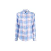 Polo Ralph Lauren FW21 languoti ilgomis rankovėmis marškiniai moterims Mėlyni 211827695-005 S