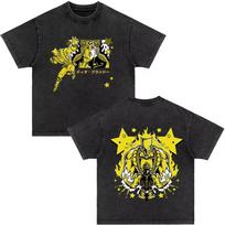 Japanese Anime Jojo Bizarre Adventure Vintage Washed T-Shirt Killer Queen Graphic T Shirts Men Women Cosplay Oversized T-shirt M