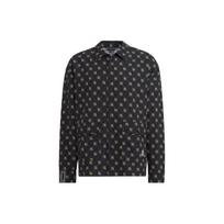 Adidas Neo Shirt Collar Print Hidden Stripe Single-Breasted Jacket Autumn Men Jacket Black HM2037 XXXL