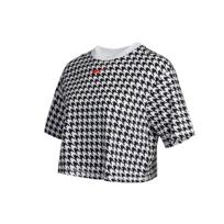 Nike Sportswear Icon Clash Herringbone Trumpomis Rankovėmis Cropped Marškinėliai Moteriški Viršutiniai Drabužiai Juodi DD5034-100 S