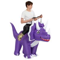 Pripučiamas kostiumas Jodinėjimas violetiniu triceratopsu, suaugusiems 150-190cm violetinė