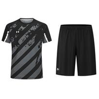 Under Armour Laisvalaikio Bėgimo Dryžuoti Apvalios Kaklo Marškinėliai Ir Vidutinio Juosmens Raišteliu Patogūs Laisvi Šortai Sporto Rinkinys 24500504-001+24500204-001 M