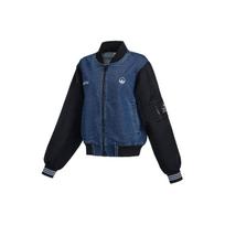 Adidas Originals Trefoil Varsity striukė su patchwork logotipu ir užtrauktuku Moteriškos striukės mėlyna HL9069 XS blue