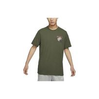Nike Letter Print Pattern American Retro Ribbed Crew Neck Casual Comfort Short Sleeve T-Shirt Men Tops Khaki-Green FQ3765-325 M