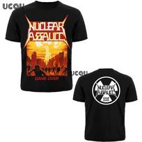 Nuclear Assault Game Over Print Cotton T-Shirt Retro Hip-Hop Rock Band Short-Sleeved Casual Versatile Men's and Women's T-Shirt M