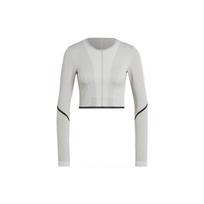 Adidas X Stella McCartney Bendro Prekės Ženklo Dryžuotas Trumpas Ilgomis Rankovėmis Sportinis Viršus Moteriški Viršutiniai Drabužiai Pilkas HR4511 M