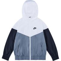 Nike Vaikams Sportiniai Drabužiai Windrunner Vandeniui Atsparus Striukė Su Gobtuvu Ir Logotipu Vaikų Viršutinė Apranga Dūminės Pilkos FZ5516-100 L