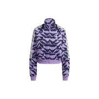 Adidas Abstract Pattern Full Print Side Stripe Retro Sports Stand Collar Full Zip Long Sleeve Jacket Women Jacket Purple IC6651 XS