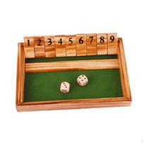 Interaktyvus medinis stalo žaidimas Shut The Box vaikams ir suaugusiems su 9 skaičiais Wood Brown