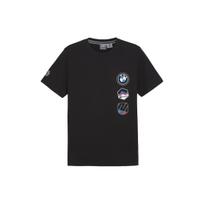 Puma BMW M Motorsport Garage Crew Graphic marškinėliai Patogūs laisvalaikio sportiniai trumpomis rankovėmis vyriški viršutiniai drabužiai, juodi 625575-01 S