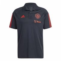 Adidas Manchester United Tiro 23 Striped Logo Football Short Sleeve Polo Shirt Men Polo Shirts Black IM0521 M