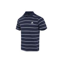 Adidas Siuvinėtas Logotipas Juostelė Pusiau Mygtukų Polo Marškinėliai Vyriški Viršutiniai Drabužiai Tamsiai Mėlyni IA8164 S